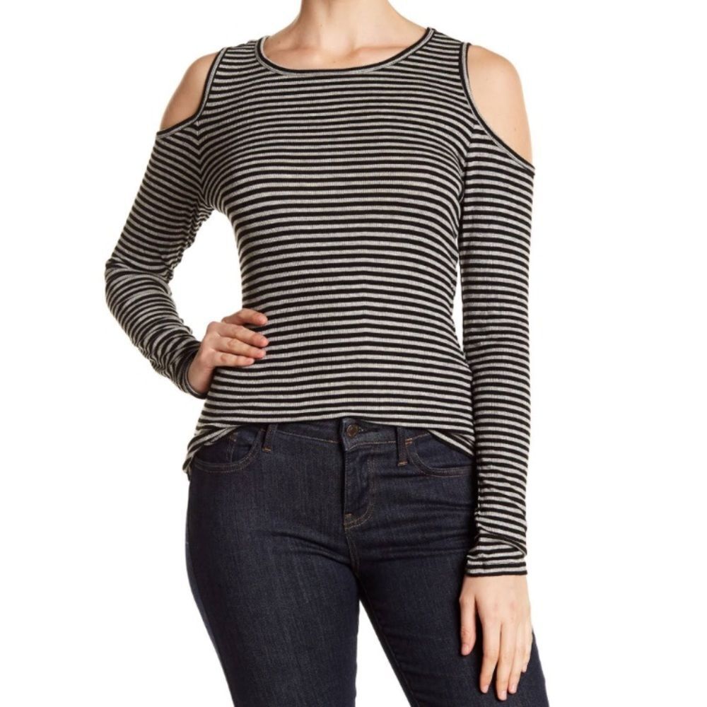 Philosophy - black and grey cold shoulder shirt sz M